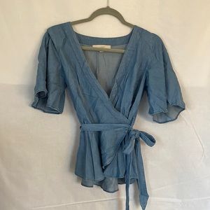 Tie up blue top